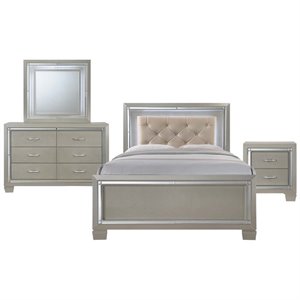 picket house furnishings glamour youth 4 piece platform bedroom set in champagne
