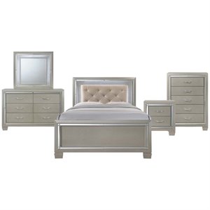 picket house furnishings glamour youth 5 piece platform bedroom set in champagne