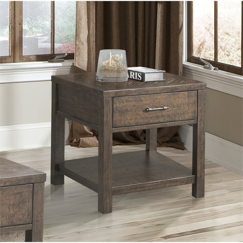 Picket House Furnishings Dex Square End Table in Walnut