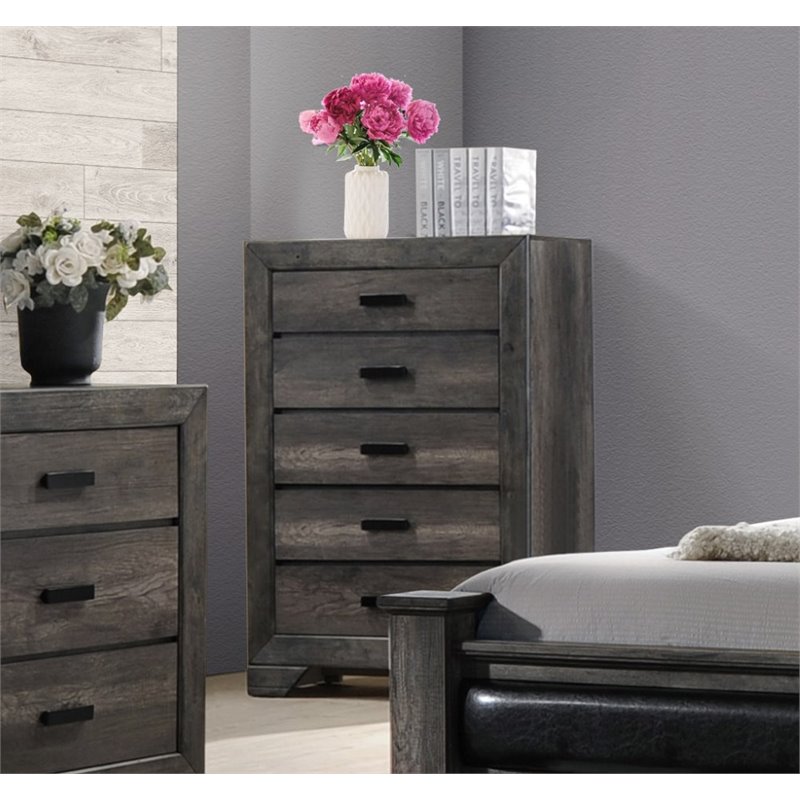 Picket House Furnishings Grayson 5 Drawer Chest in Gray Oak