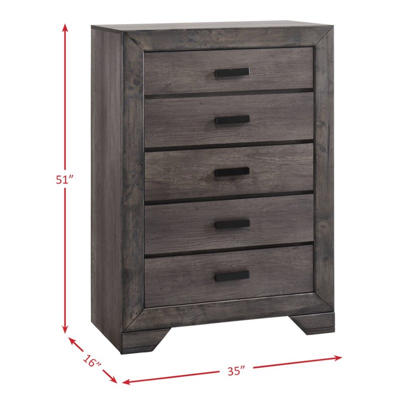 Picket House Furnishings Grayson 5 Drawer Chest in Gray Oak