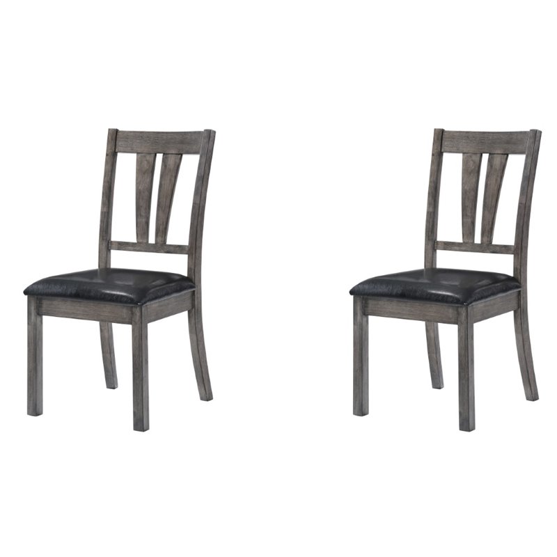 Picket House Furnishings Grayson Faux Leather Dining Chair in Gray (Set of 2)