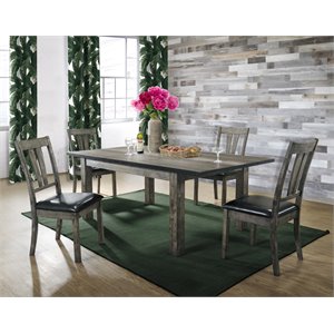 Picket House Furnishings Grayson 5 Piece Extendable Dining Set in Gray