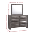 Picket House Madison 8-Drawer Solid Wood Dresser and Mirror Set in Gray
