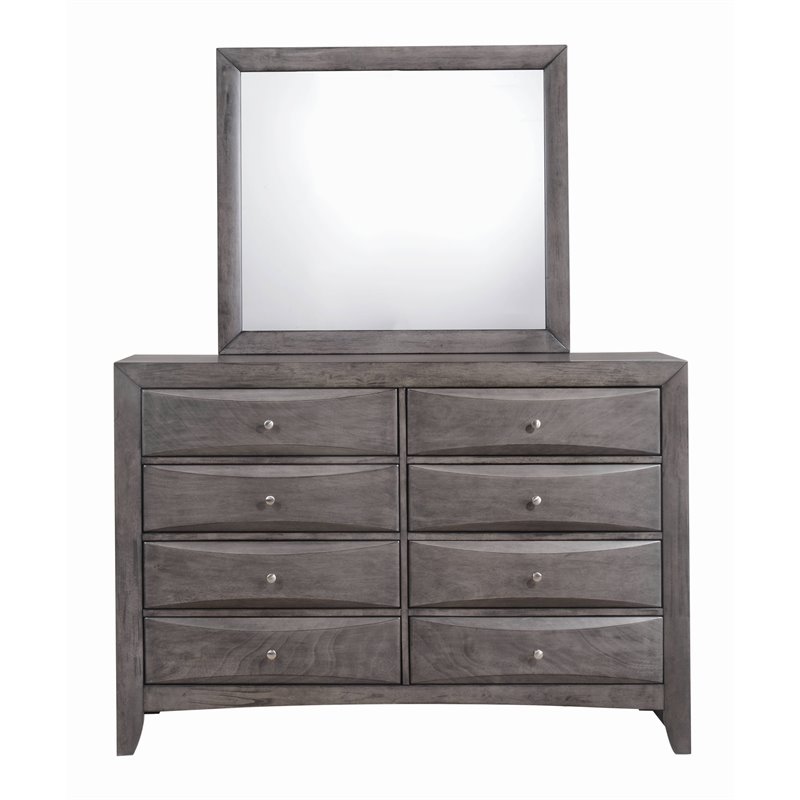 Picket House Madison 8-Drawer Solid Wood Dresser and Mirror Set in Gray