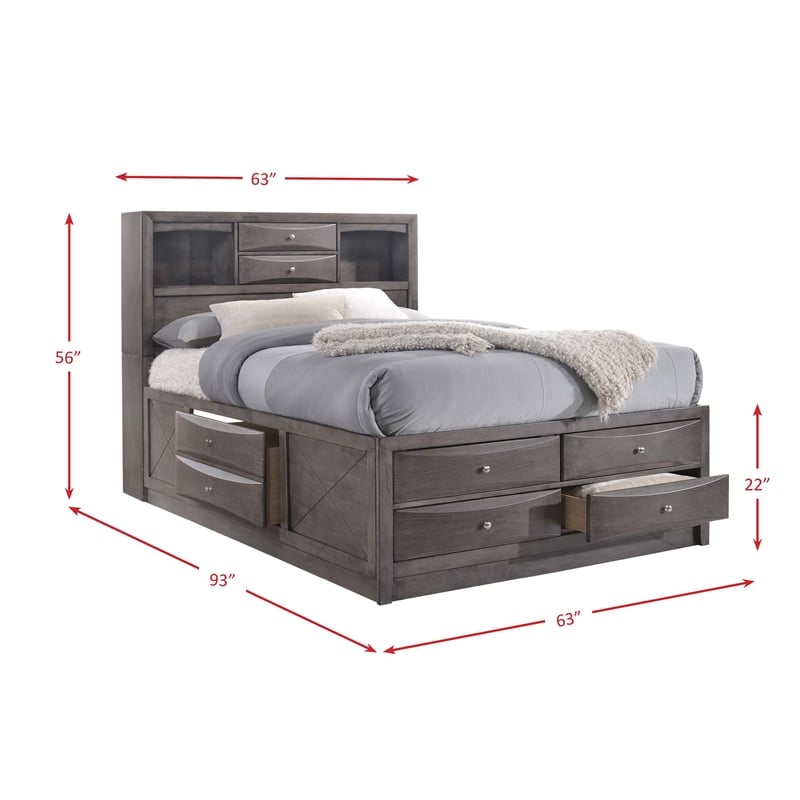 Picket House Furnishings Madison Queen Storage Bed in Gray