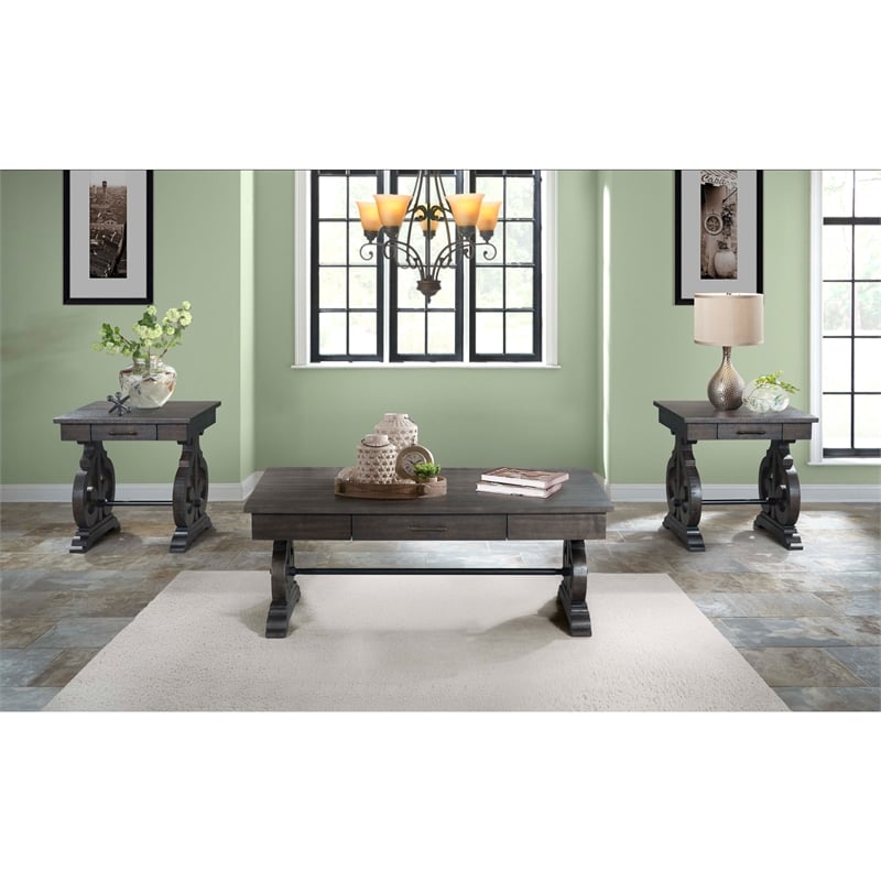 Picket House Stanford Chair Side Table in Brown