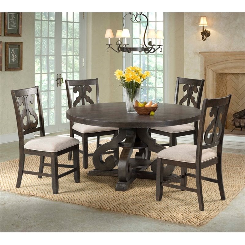 Picket House Furnishings Stanford Round Dining Table in Smokey Walnut