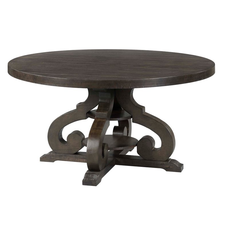 Picket House Furnishings Stanford Round Dining Table in Smokey Walnut