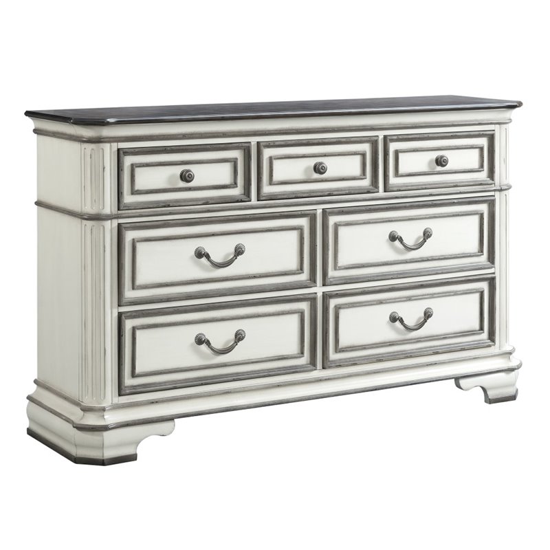 Homelegance Inglewood Ii 7 Drawer Dresser In Antique White For