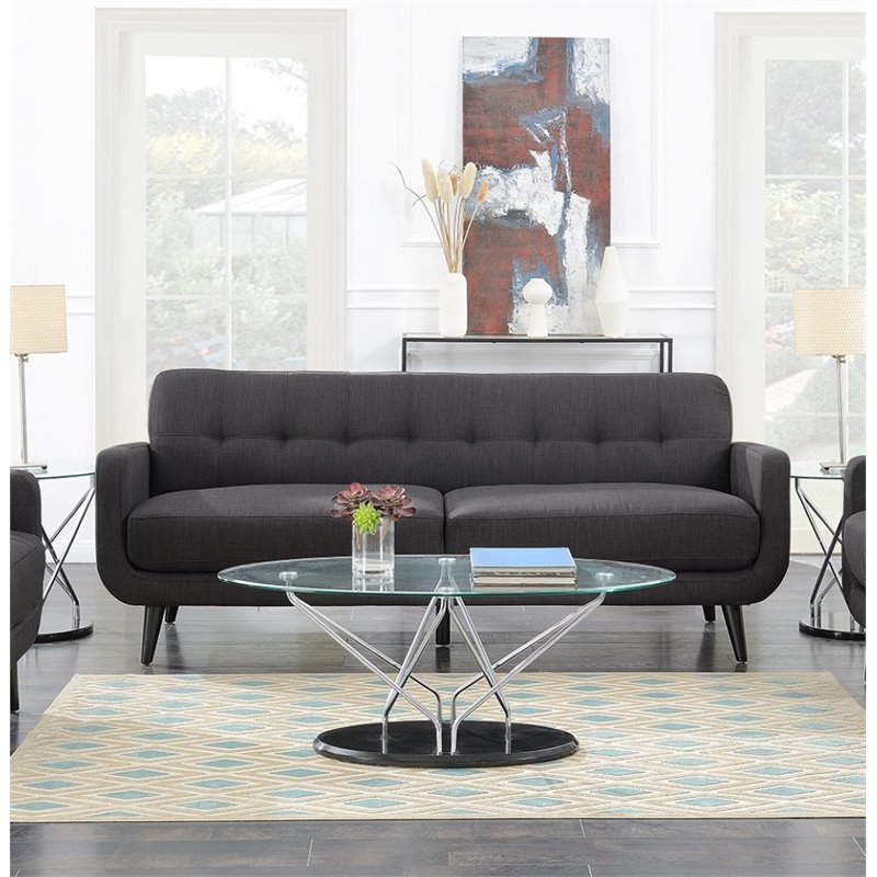 Picket House Furnishings Hailey Low Arms Sofa in Charcoal