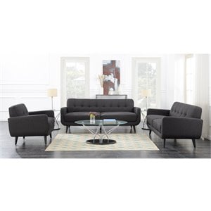 Picket House Furnishings Hailey 3 Piece Sofa Set in Charcoal