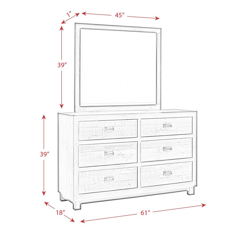 Picket House Furnishings Harrison 6-Drawer Wood Dresser and Mirror Set in Walnut