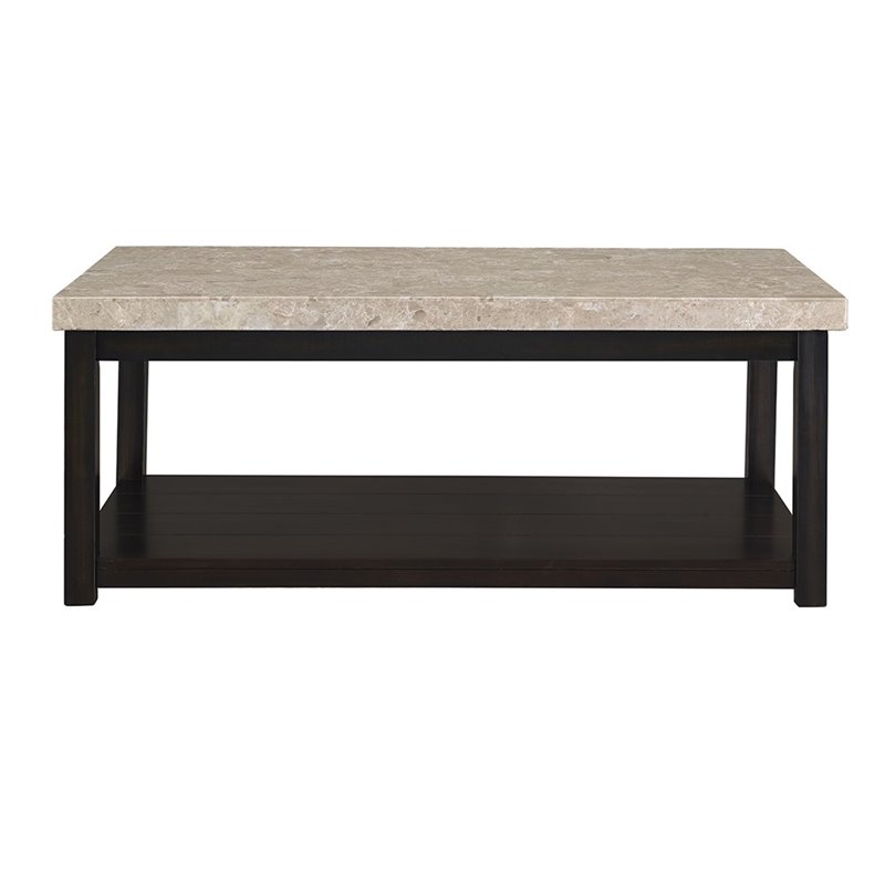 Picket House Furnishings Caleb Marble Top Coffee Table in Espresso