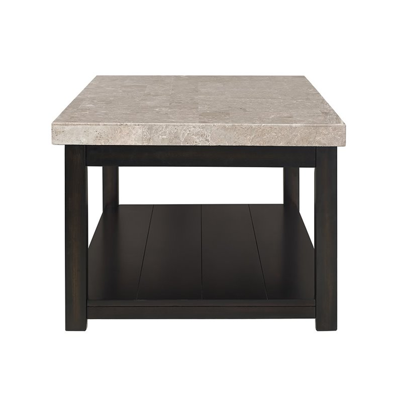 Picket House Furnishings Caleb Marble Top Coffee Table in Espresso
