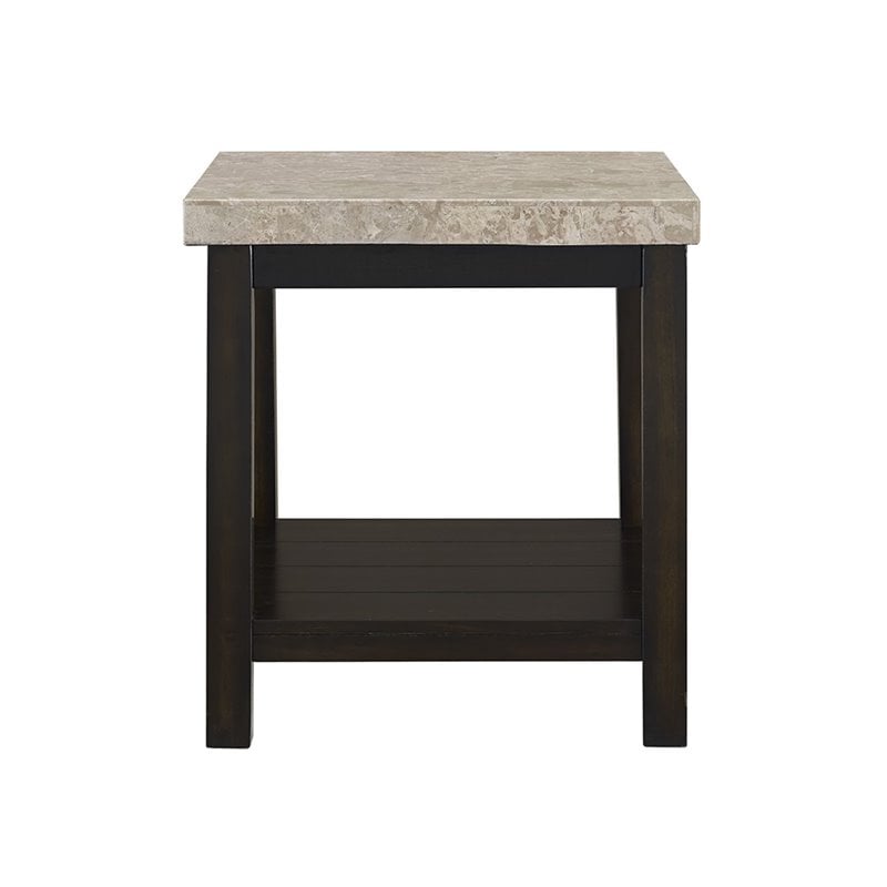 Picket House Furnishings Caleb Square Marble Top End Table in Espresso