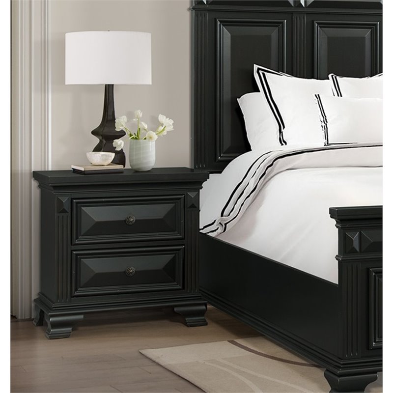 Picket House Furnishings Trent 2 Drawer Nightstand in Antique Black