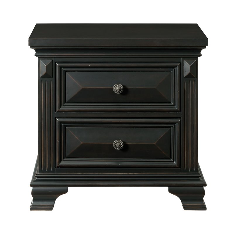 Picket House Furnishings Trent 2 Drawer Nightstand in Antique Black
