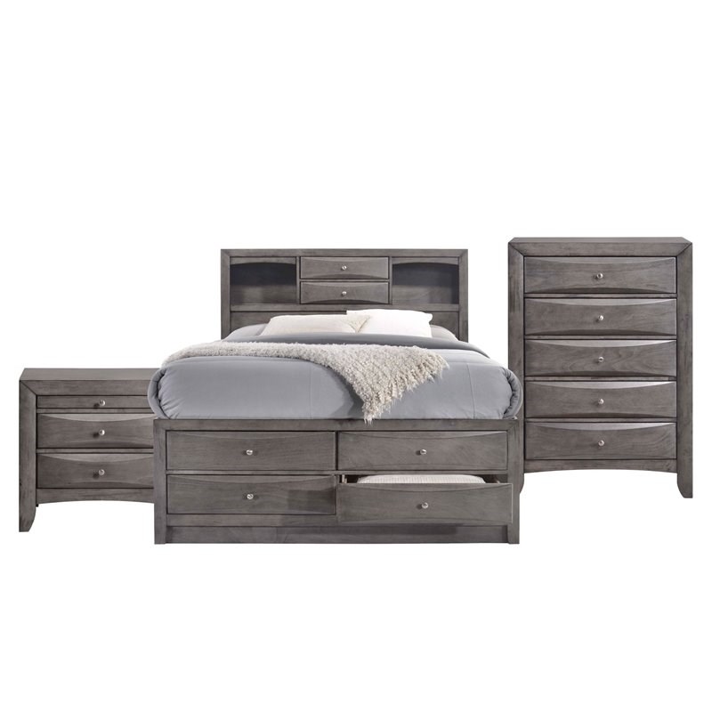 Picket House Furnishings Madison Queen 3 Piece Bedroom Set in Gray
