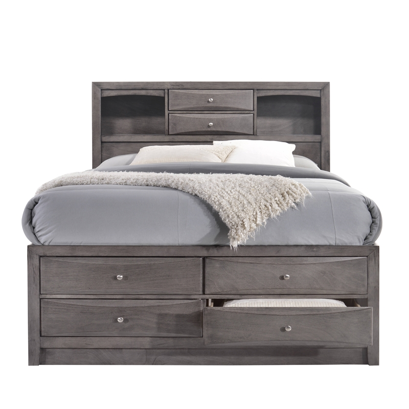 Picket House Furnishings Madison Queen Storage 4 Piece Bedroom Set in Gray