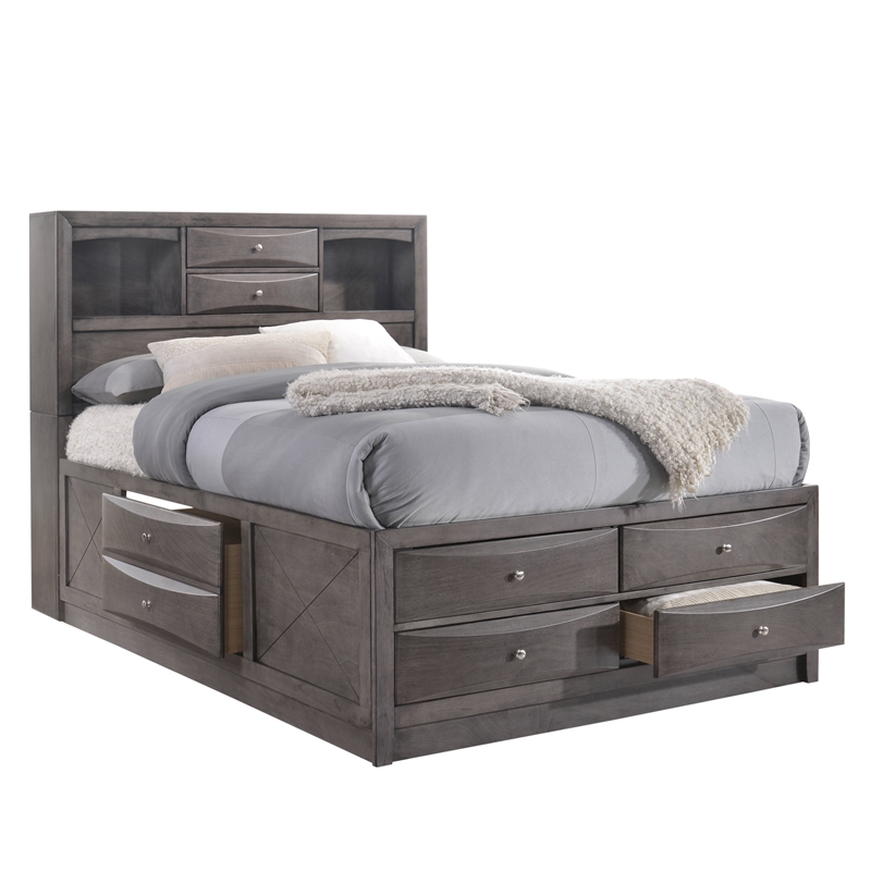 Picket House Furnishings Madison Queen Storage 4 Piece Bedroom Set in Gray