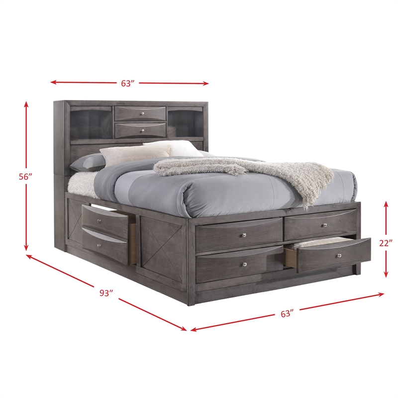 Picket House Furnishings Madison Queen Storage 5 Piece Bedroom Set in Gray