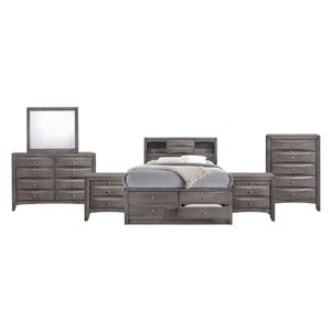 Picket House Furnishings Madison Queen 6 Piece Bedroom Set in Gray