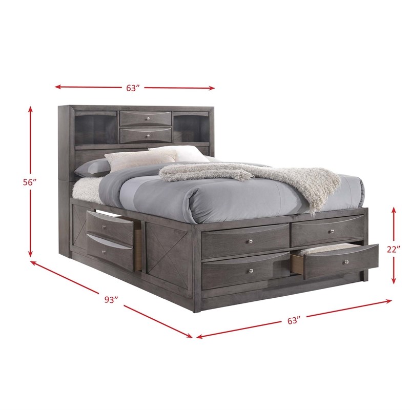 Picket House Furnishings Madison Queen 6 Piece Bedroom Set in Gray