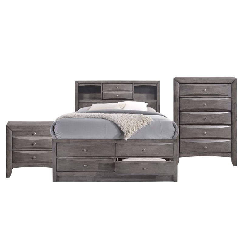Picket House Furnishings Madison King 3 Piece Bedroom Set in Gray