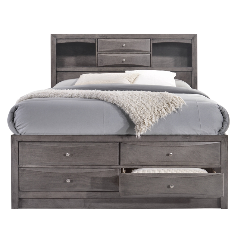 Picket House Furnishings Madison King Storage 5 Piece Bedroom Set in Gray