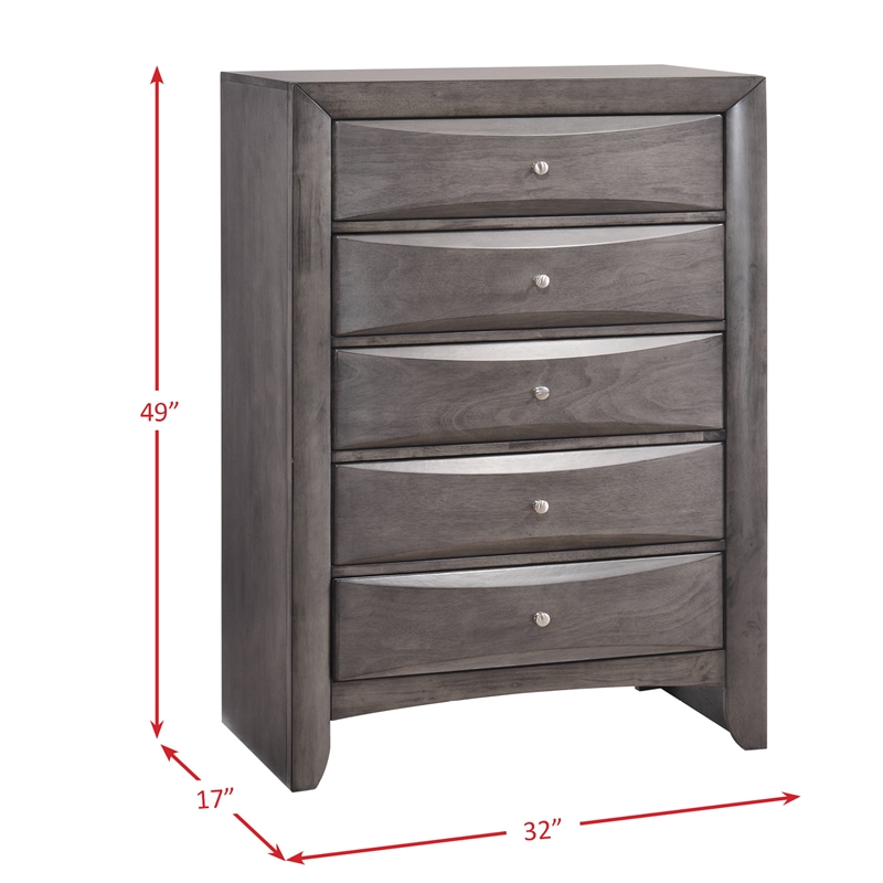 Picket House Furnishings Madison King Storage 5 Piece Bedroom Set in Gray