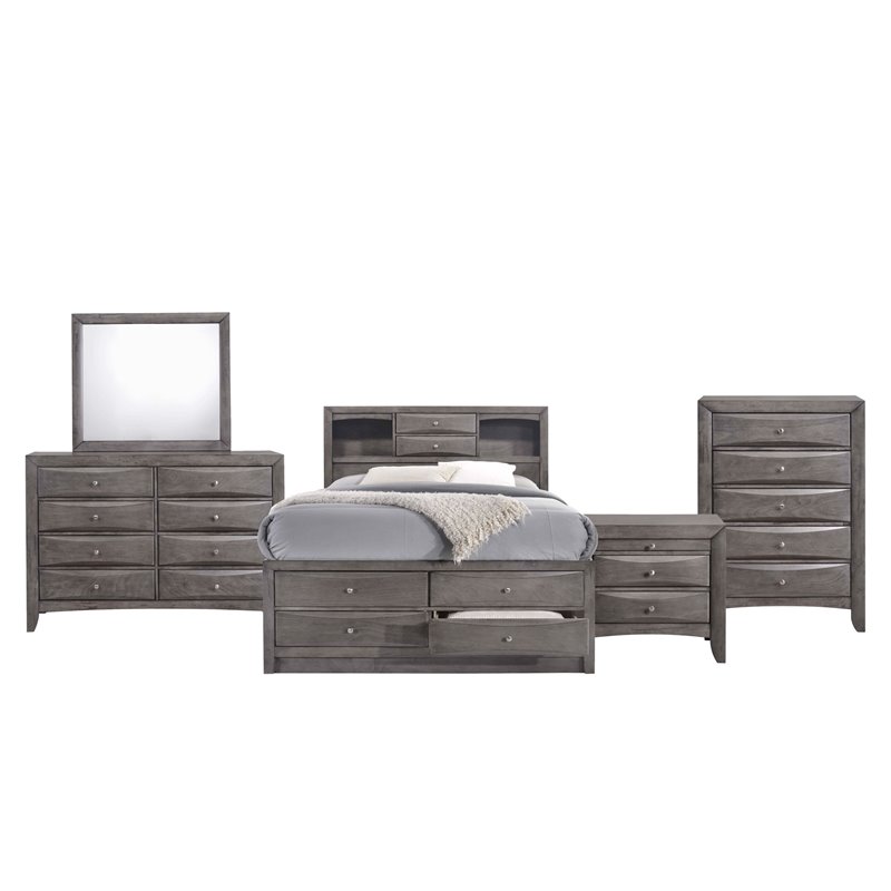 Picket House Furnishings Madison King Storage 5 Piece Bedroom Set in Gray