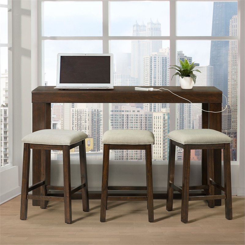 Picket House Furnishings Drew Multipurpose Bar Table Set in Brown