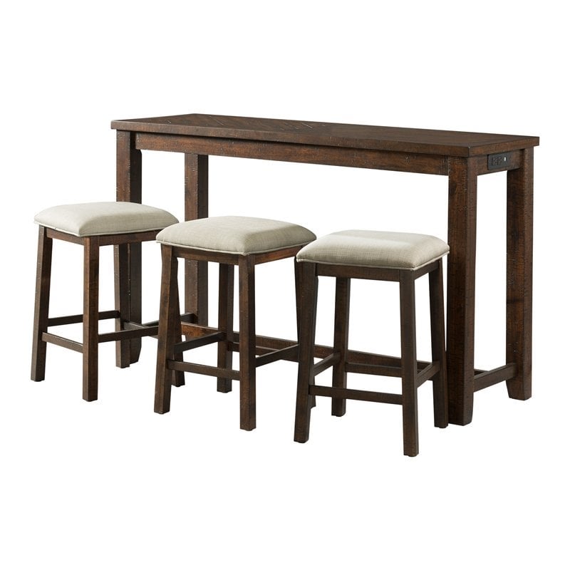 Picket House Furnishings Dex Multipurpose Bar Table Set in Brown
