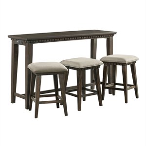 picket house furnishings steele multipurpose bar table set in brown