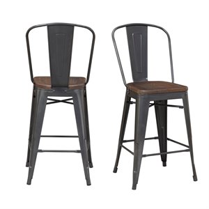 picket house furnishings logan bar stool in gray (set of 2)