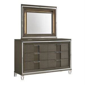 picket house charlotte 6-drawer dresser with mood lighting mirror