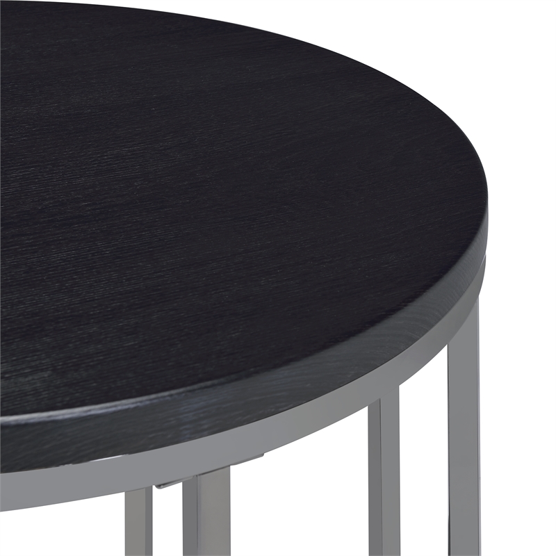 Picket House Furnishings Kendall Round End Table in Black/Chrome