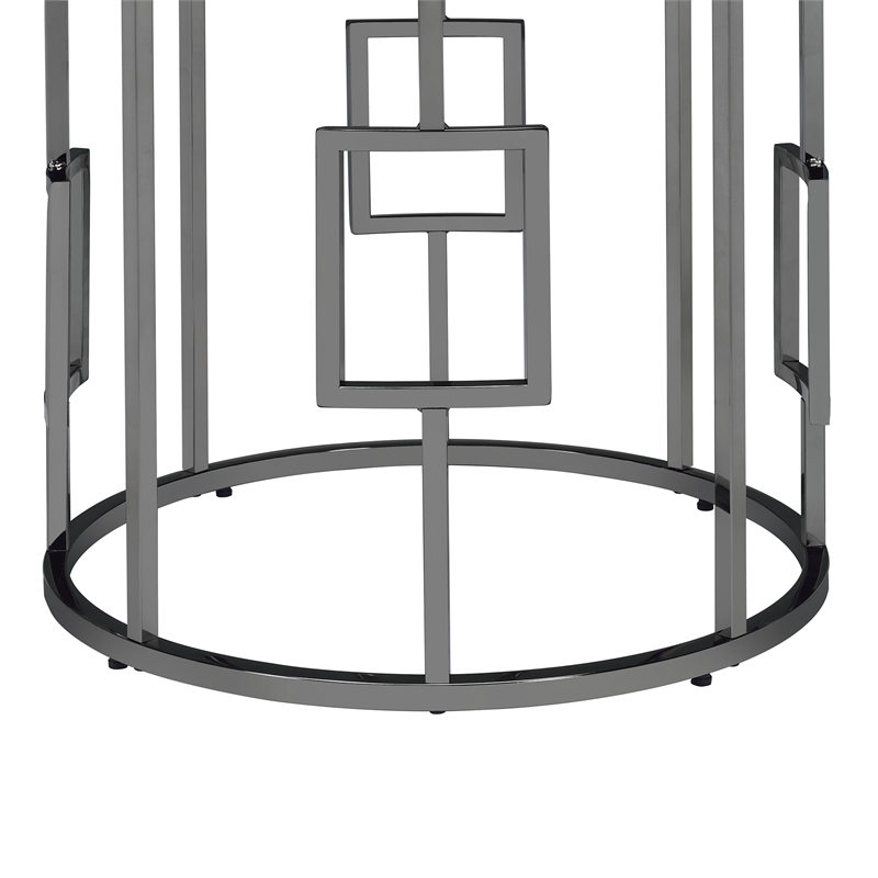 Picket House Furnishings Kendall Round End Table in Black/Chrome