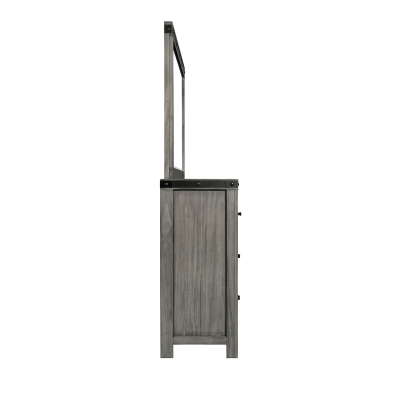 Picket House Furnishings Montauk 7-Drawer Wood Dresser and Mirror Set in Gray