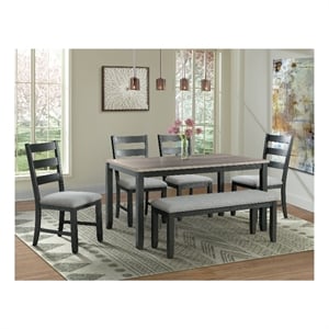 Picket House Furnishings Kona 6PC Dining Set in Wire Brush/Gray