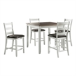 Picket House Furnishings Kona 5PC Counter Height Dining Set in Walnut/White