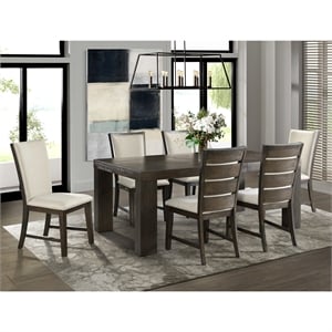 Picket House Furnishings Jasper 7PC Dining Set in Gray/Dark Walnut