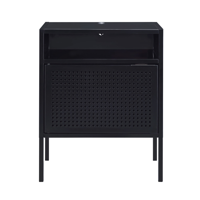Picket House Furnishings Gemma Metal Nightstand with USB Port in Black