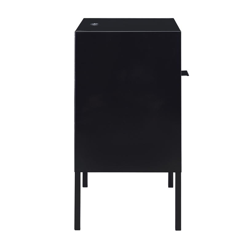 Picket House Furnishings Gemma Metal Nightstand with USB Port in Black