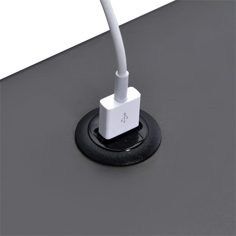 Picket House Furnishings Gemma Metal Nightstand with USB Port in Gray