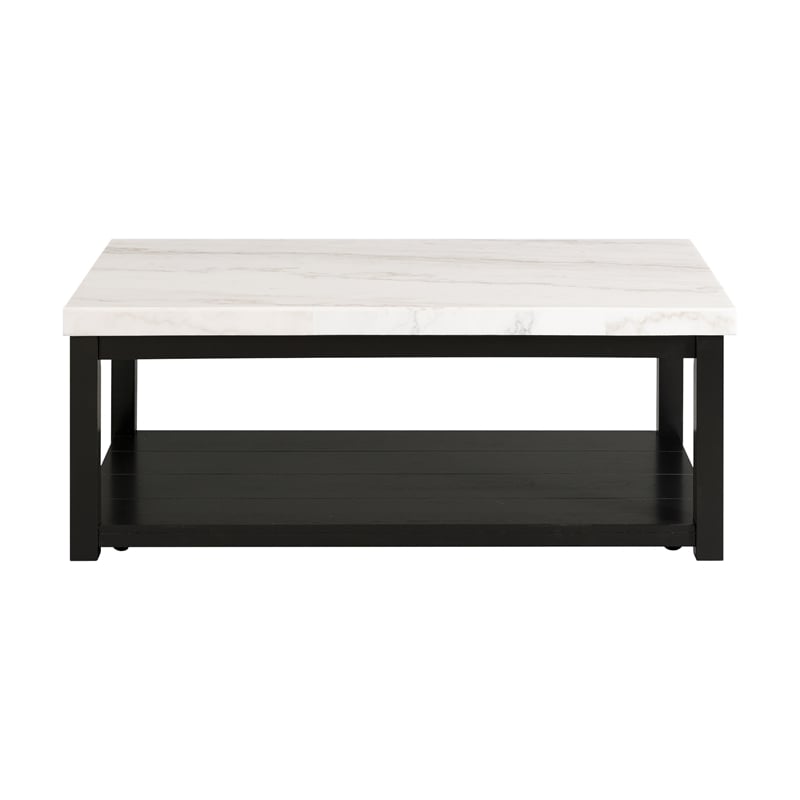 Picket House Furnishings Evie Marble Rectangle Coffee Table in White/Black