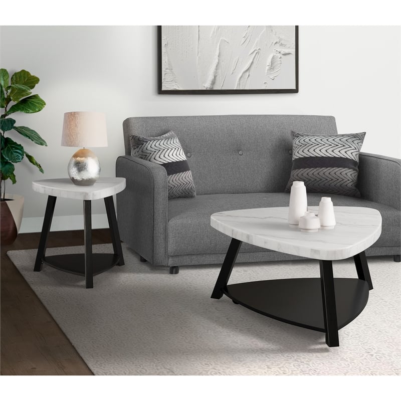 Picket House Furnishings Lena White Marble Top End Table