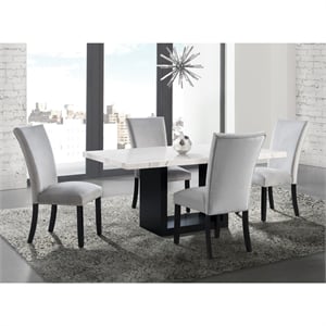 Picket House Furnishings Willow White Marble 5PC Dining Set with Gray Chairs
