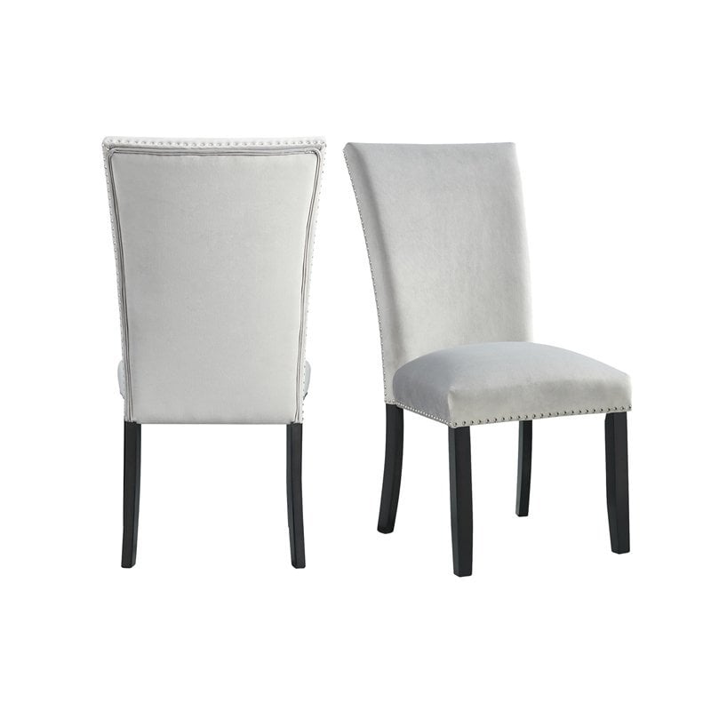 Picket House Furnishings Celine Gray Velvet Side Chair Set